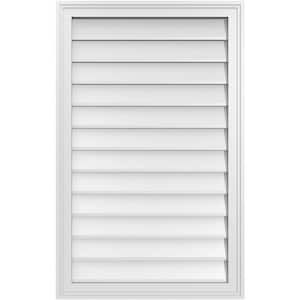 24 in. x 38 in. Vertical Surface Mount PVC Gable Vent: Decorative with Brickmould Frame