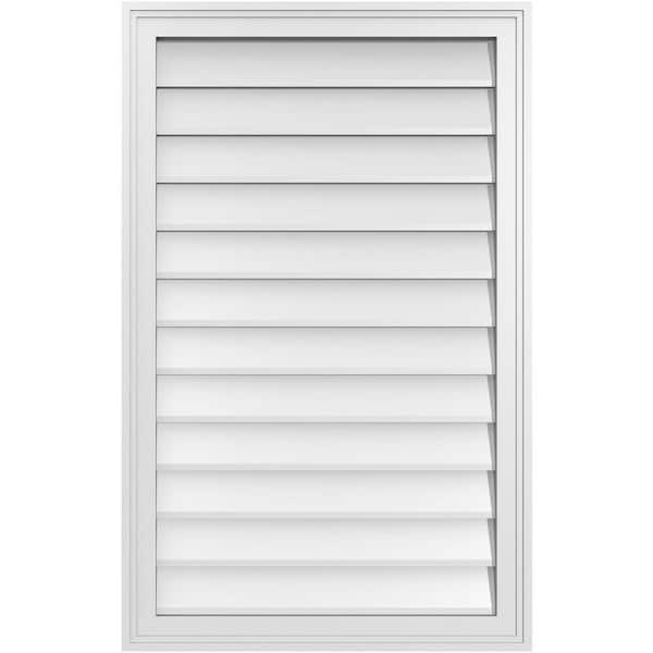 Ekena Millwork 24 in. x 38 in. Vertical Surface Mount PVC Gable Vent: Decorative with Brickmould Frame