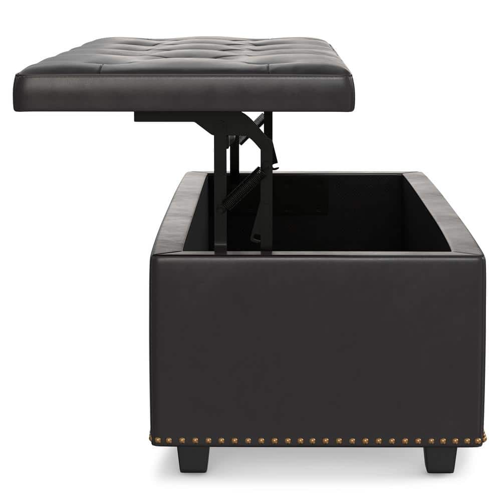 Hamilton 44" Contemporary Tanners Brown Faux Leather Lift-Top Storage Ottoman