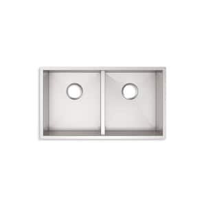 Lyric Undermount Stainless Steel 32 in. Double Equal Bowl Kitchen Sink