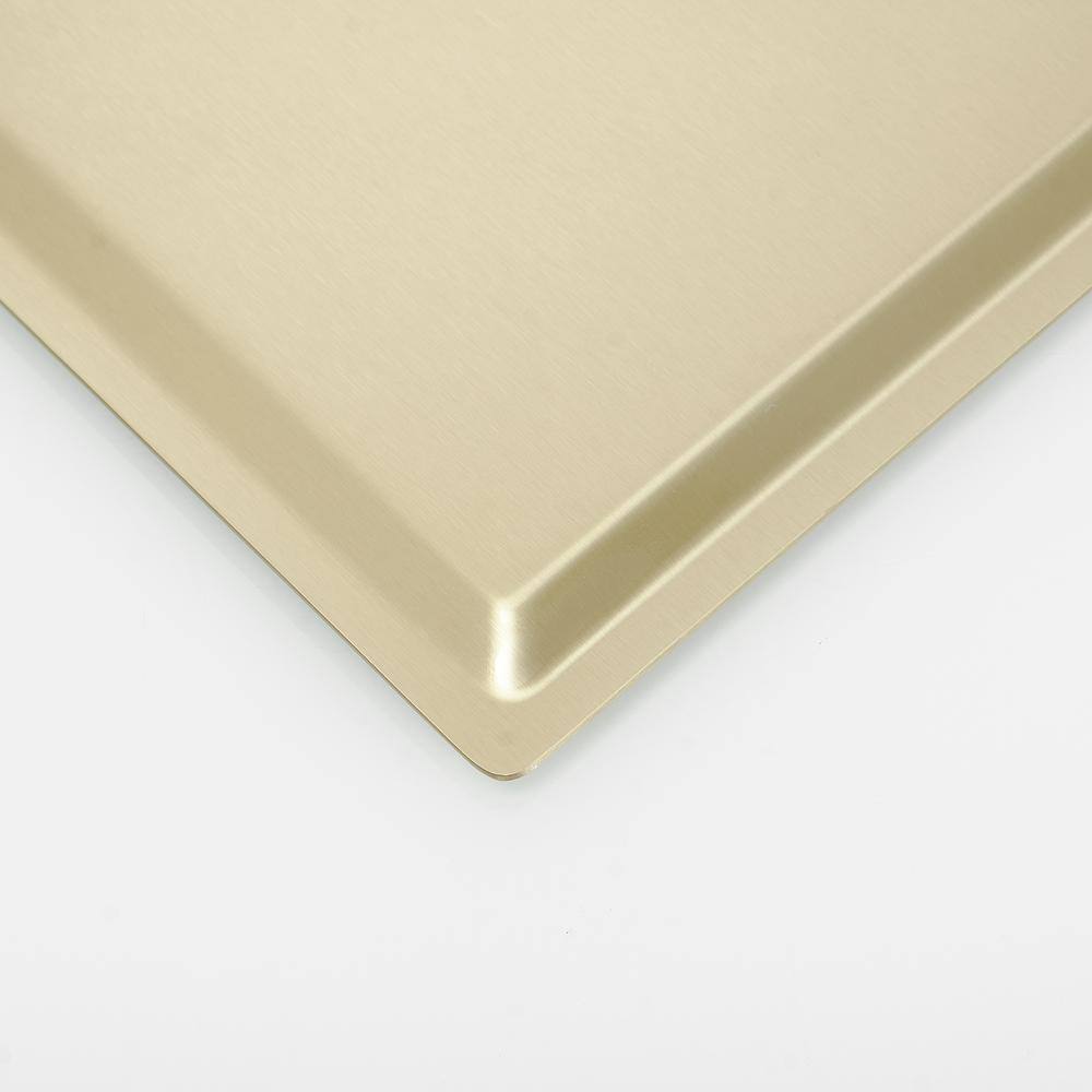 1-Spray 16 in. Single Wall Mount Square Fixed Rain Shower Head in Brushed Gold