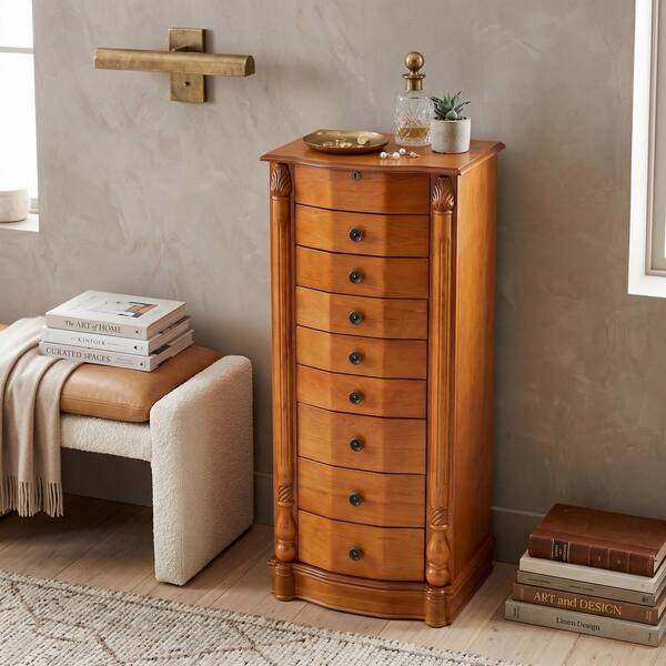 HIVES HONEY Elizabeth Honey Oak Jewelry Armoire 6008-547 - The