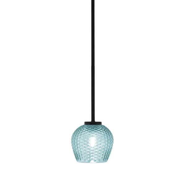 Elonia 100-Watt 1 Light Matte Black Stem Mini Pendant Light with 7 in. Chrome Cone Metal Shade Shade
