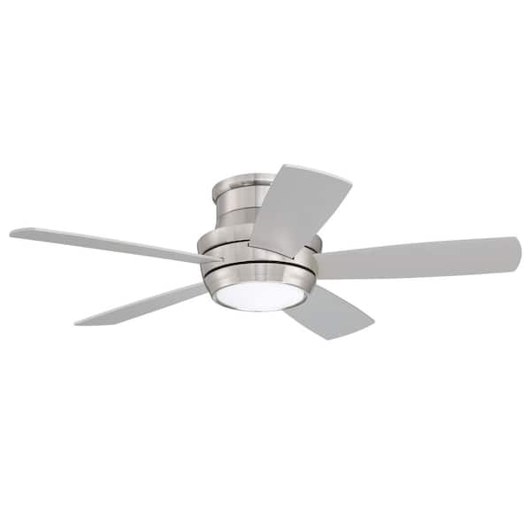 CRAFTMADE Tempo Hugger 44 in. Indoor Flushmount Brushed Polished Nickel Ceiling Fan w/LED Light and Remote/Wall Control (Included)