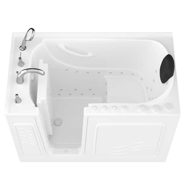 Universal Tubs Safe Deluxe Series 30 in. L x 53 in. W Left Side Drain Combination Jetted Bathtub in White with Powered Fast Drain