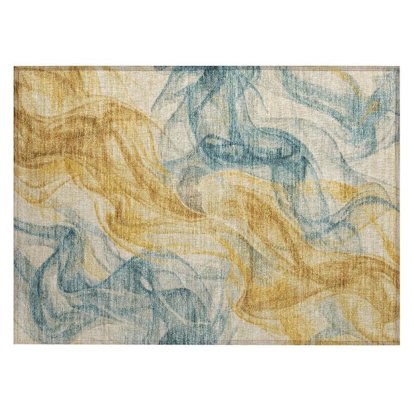 Chantille Machine Washable Indoor/Outdoor Abstract ACN2963 Gold 2 ft. x 3 ft. Accent Rug
