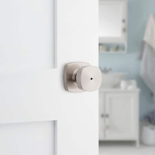 Arroyo Satin Nickel Privacy Bed/Bath Door Knob with Soft Modern Rose