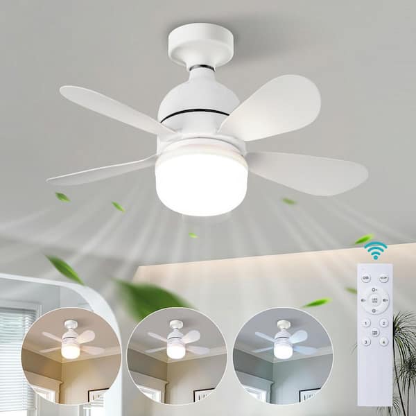 Tivleed Socket Ceiling Fan Light 1.71 ft./20.47 in. Indoor White Ceiling Fan Light with LED Light Remote, E26 Spiral Socket