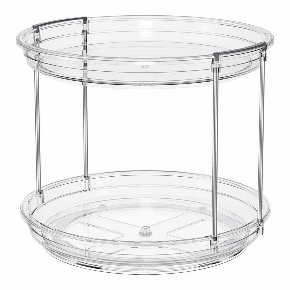 Anqtovp 2 Tier Clear Rotating Countertop Cabinet Mount Spice Rack ...