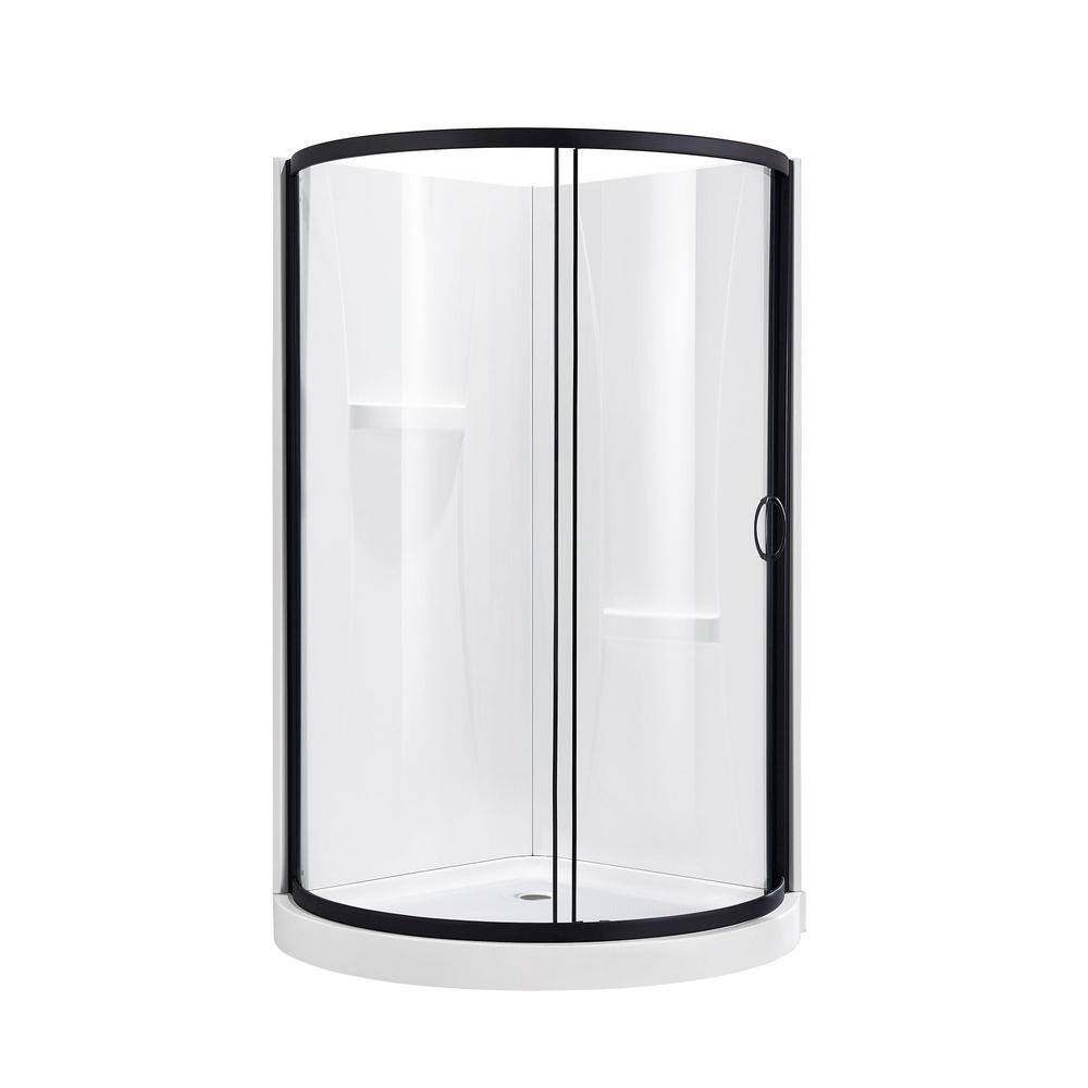 Breeze 38 in. Black Framed Corner Shower Kit with Clear Glass