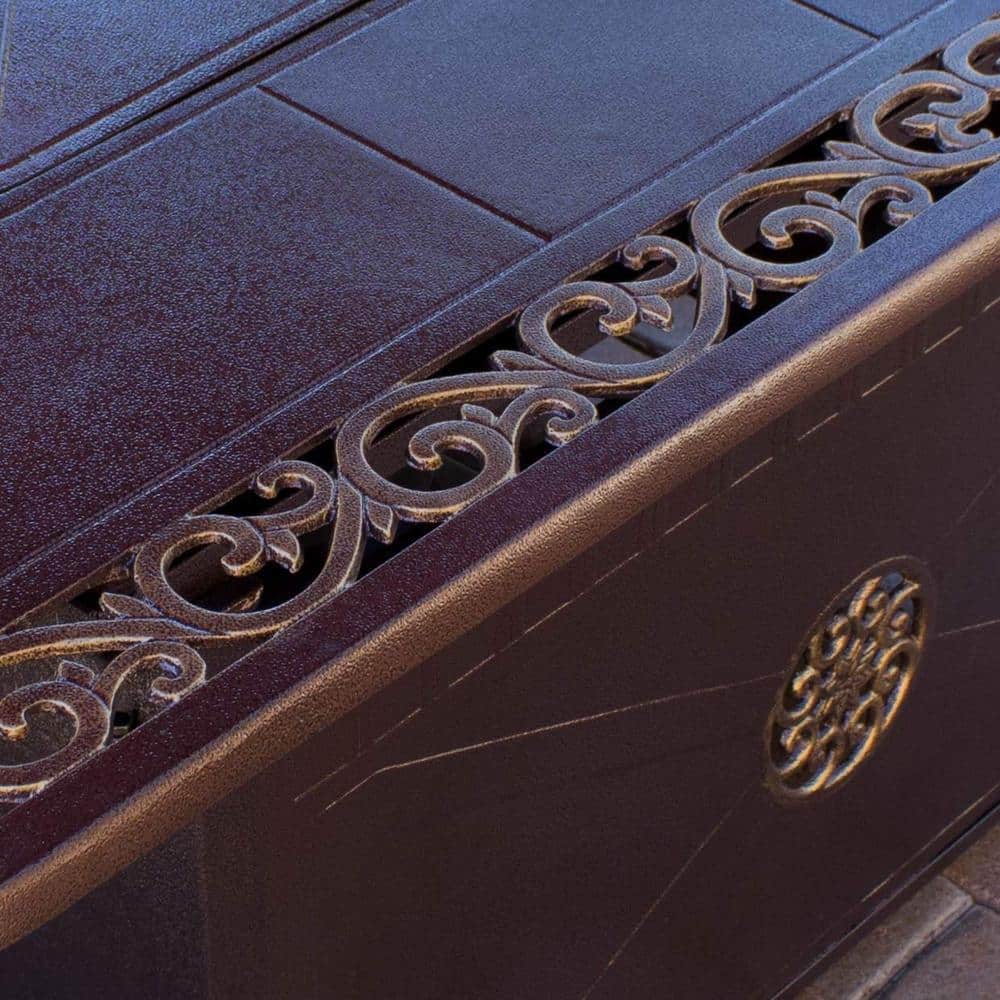 Elegant Bronze Rectangular Gas Fire Pit Table