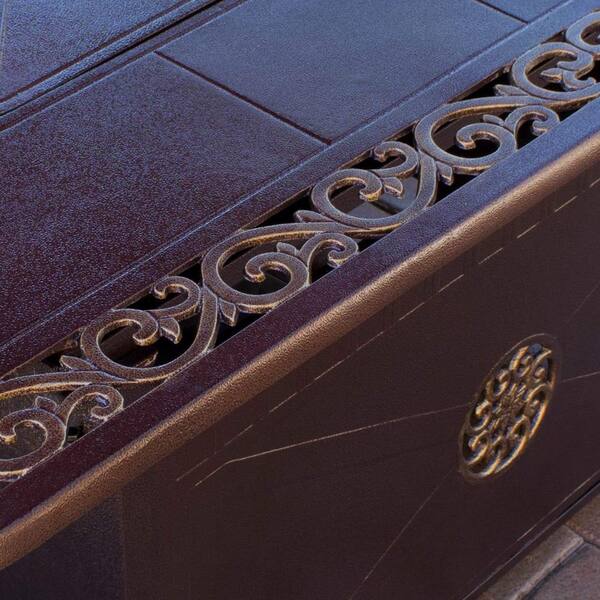 Hiland Rectangular Cast Aluminum Decorative Fire Pit, Bronze Hiland Rectangular Cast Aluminum Decorative Fire Pit, Bronze