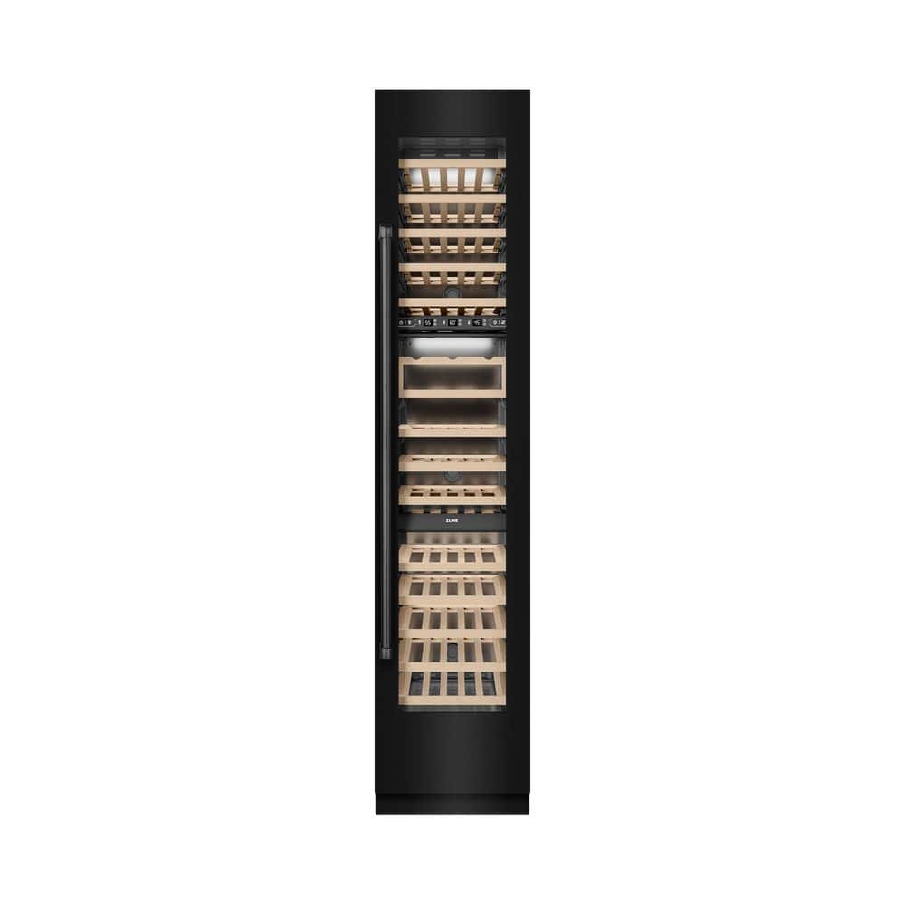 ZLINE Kitchen and Bath 18 in. 9.0 cu. ft. Triple Zone 68-Bottle Right Hinge Column Wine Cooler in Black Stainless Steel