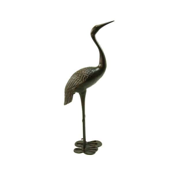 Unbranded 43 in. H Antique Bronze Crane Garden Statue Sculpture Animal