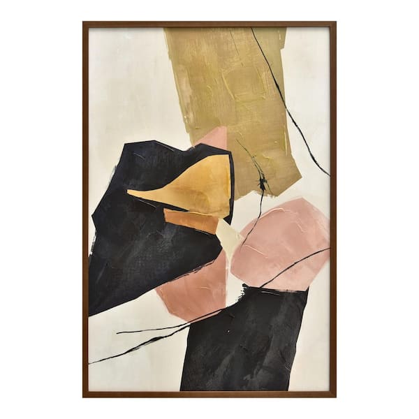 NADAAL STUDIOS Franni Framed Art Print Playful Abstract Rich Amber and Olive Tones, 31.5 in. x 48.0 in.