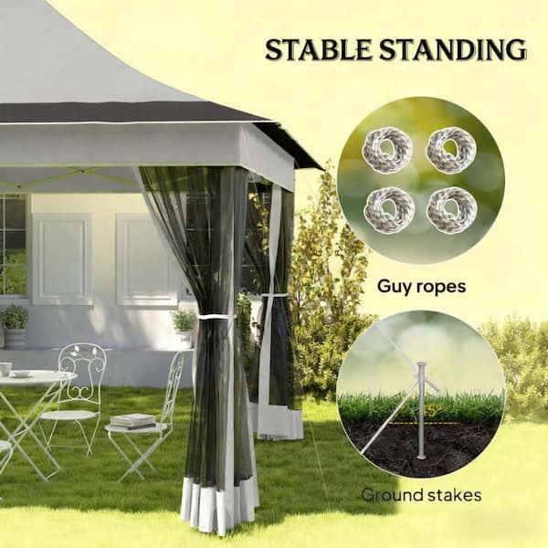 11.7 ft. x 11.7 ft. Light Gray Outdoor Pop-Up Canopy Canopy Tent