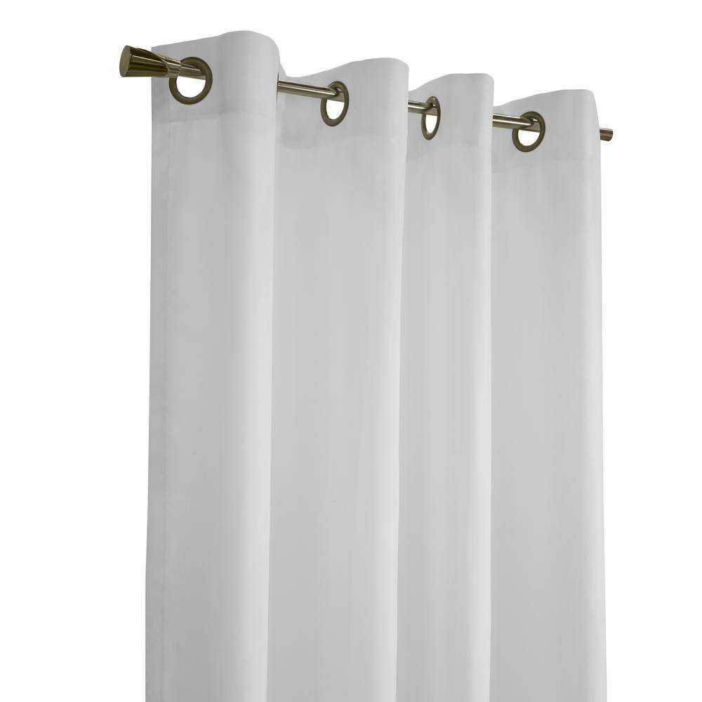 White Polyester Light-Filtering Grommet Curtain Panel with Lace Detail