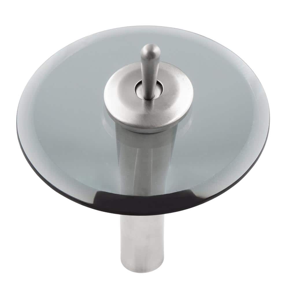 Brushed Nickel Single Handle Waterfall Vessel Faucet with Smoke Glass