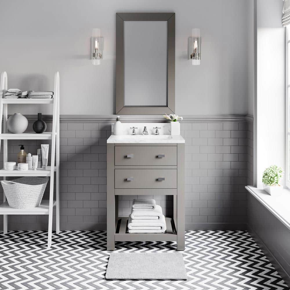 Water Creation 24 in. W x 21.5 in. D x 34 in. H Vanity in Cashmere Grey  with Marble Vanity Top in Carrara White Madalyn 24G - The Home Depot