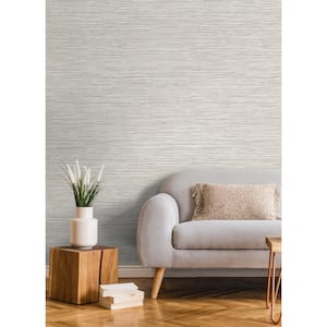 Alton Light Grey Faux Grasscloth Paper Non-Pasted Textured Wallpaper