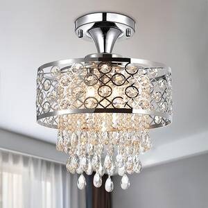 Indianapolis 17.3 in. 5-Light Chrome Semi Flush Mount With Crystals