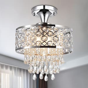 Indianapolis 17.3 in. 5-Light Chrome Semi Flush Mount With Crystals