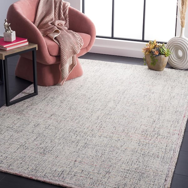 Abstract Red/Ivory 6 ft. x 6 ft. Multicolored Marle Square Area Rug