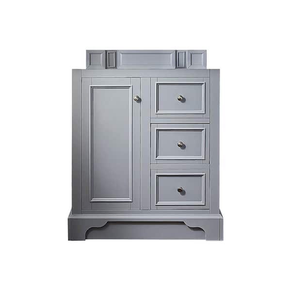James Martin Vanities De Soto 31.3 in. W x 23.5 in. D x 36.3 in. H Single Bath Vanity in Silver Gray with Marble Top in Carrara White