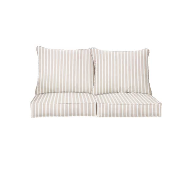 SORRA HOME 25 in. x 25 in. Sunbrella Shore Linen Deep Seating Indoor/Outdoor Loveseat Cushion