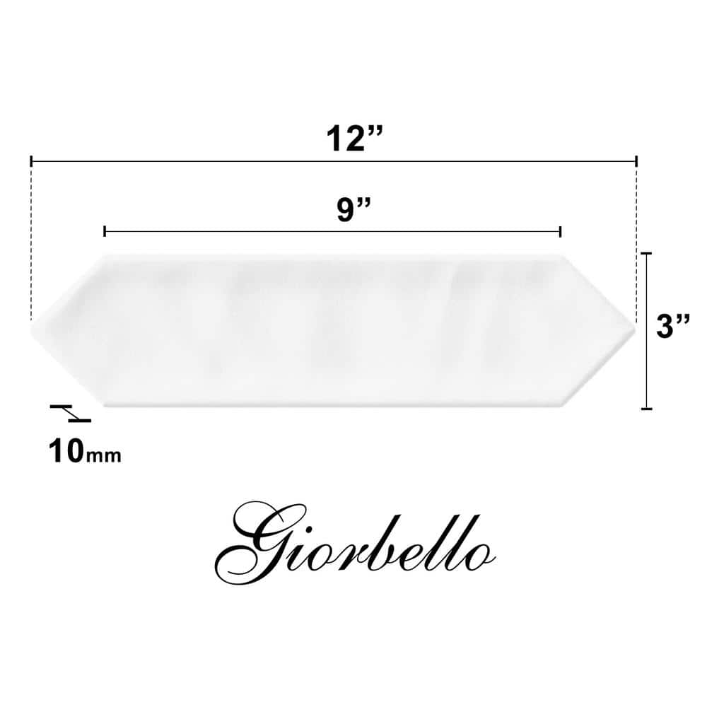 Glossy White Ceramic Picket Subway Wall Tile 3" x 12"