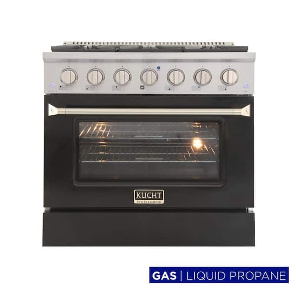 Pro-Style 36 in. 5.2 cu. ft. Propane Gas Range with Convection Oven in Stainless Steel and Black Oven Door
