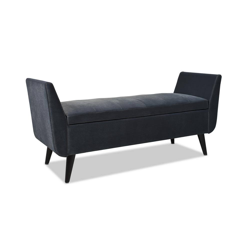 Jennifer Taylor Duff MidCentury Modern Steel Gray Performance Velvet Entryway Storage Bench