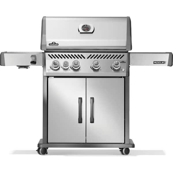 Rogue PRO 525 4-Burner Propane Gas Grill in Stainless Steel with Infrared Side Burner and Stainless Steel Cooking Grids