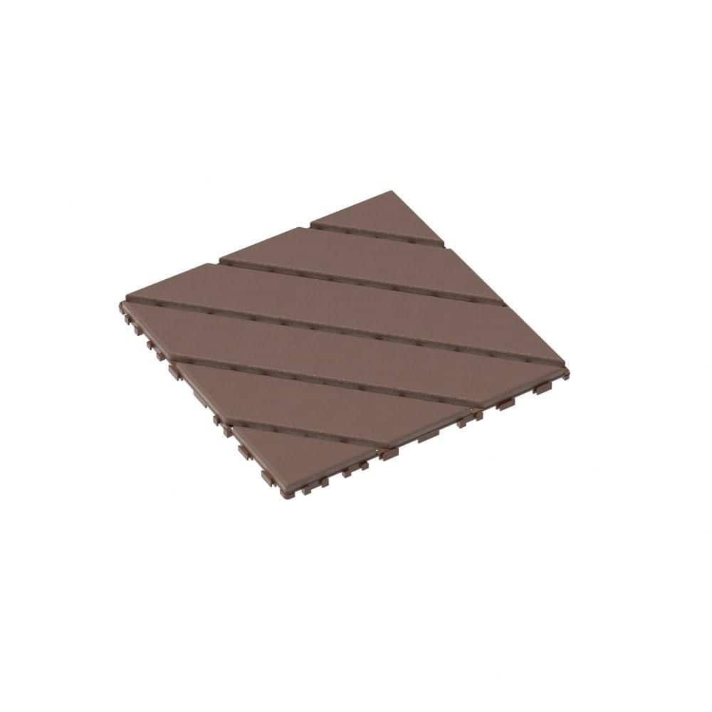 12 in. Brown Square Plastic Interlocking Deck Tiles Waterproof Outdoor All Weather Use for Poolside Balcony (44-Pack) price history on PriceWatchPro