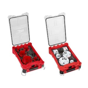 BIG HAWG Carbide Hole Saw and Bi-Metal General Purpose Hole Saw Set with PACKOUT Cases (19-Piece)