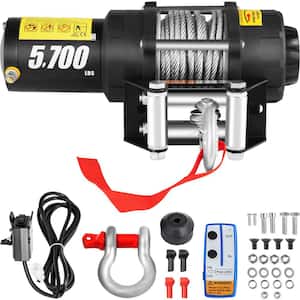 Electric Winch 5700 lbs. CAP Truck Winch 42.6 ft. Steel Cable 12-Volt Winch for Towing Off Road SUV Truck Car Trailer
