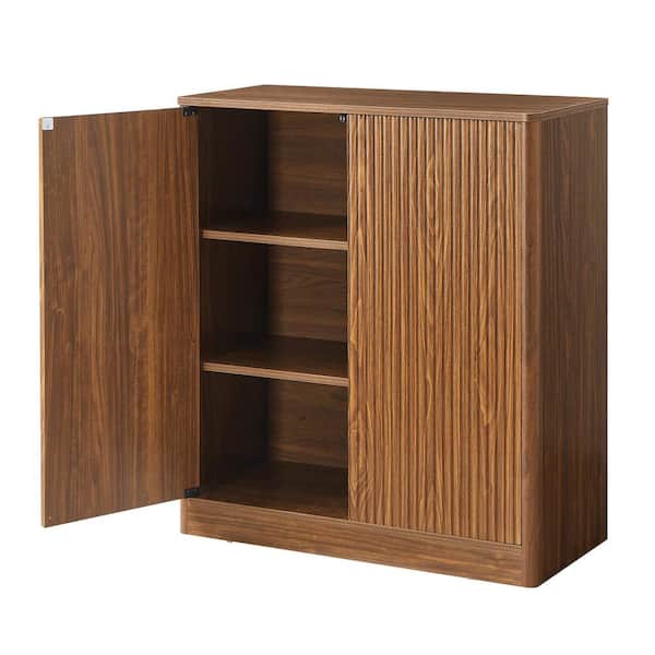 Noble House Raymond Walnut 34.30 in. H Accent Storage Cabinet with