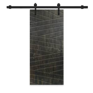 42 in. x 84 in. Charcoal Black Stained Pine Wood Modern Interior Sliding Barn Door with Hardware Kit