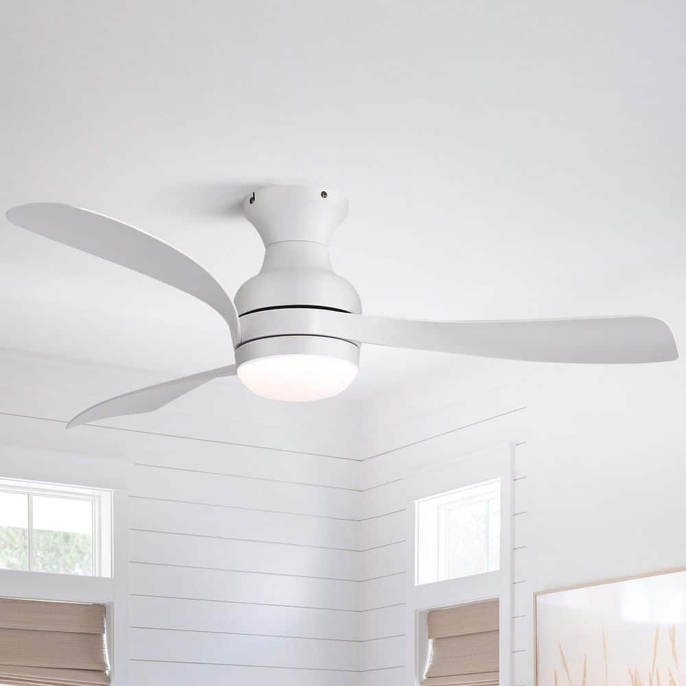 52 In. Indoor/Outdoor Farmhouse 3-Blades White Flush Mount Ceiling Fan with Led Lights and 6-Speed DC Remote price history on PriceWatchPro