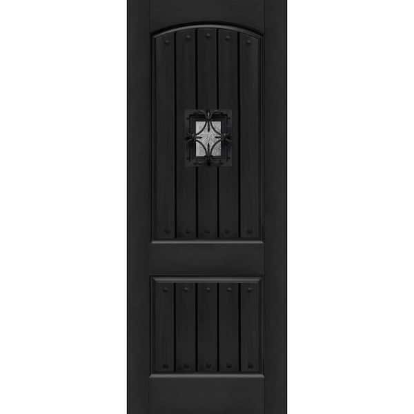 Regency 36 in. x 96 in. 2P Plank Oxford SE Universal Handing Onyx Stain Fiberglass Front Door Slab with Clavos