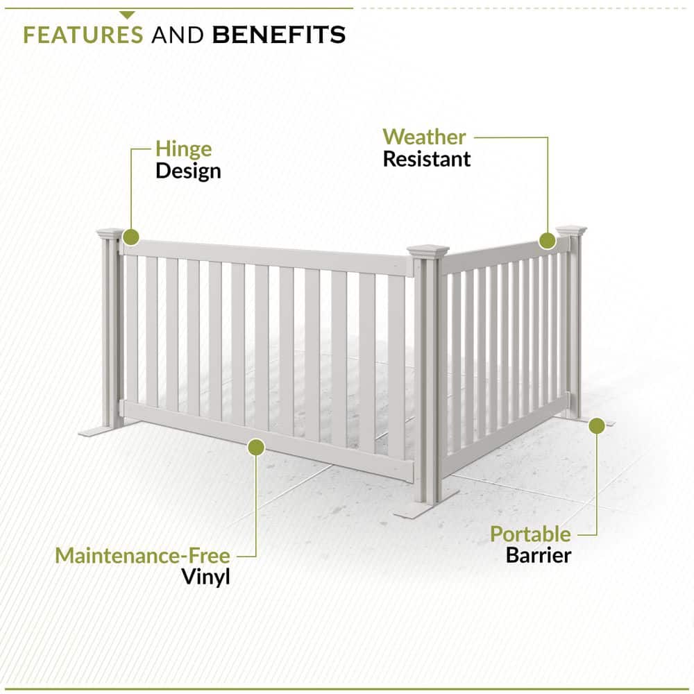 Davidson White Vinyl 5.5-ft Wide Portable Event Fence Kit