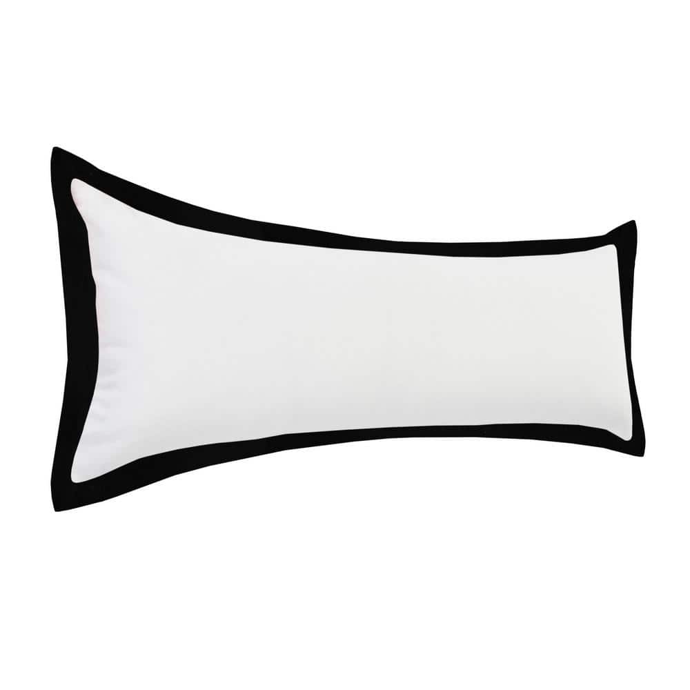 Elegant Empire Bordered Lumbar Pillow, White & Black, 14" x 36"