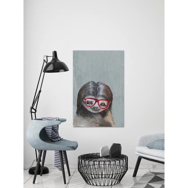 Unbranded 60 in. H x 40 in. W "Nerdy Sloth II" by Marmont Hill Canvas Wall Art