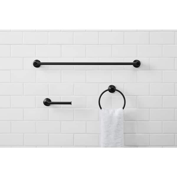 Dorind 3-Piece Bath Hardware Set with 24 in. Towel Bar, Towel Ring, and TP Holder in Matte Black