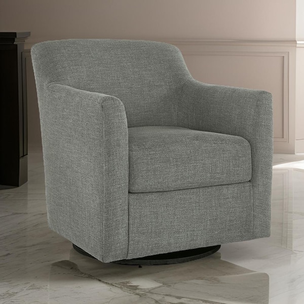 Benjara Smoke Gray Polyester Side Chair with Shelter Style Arms
