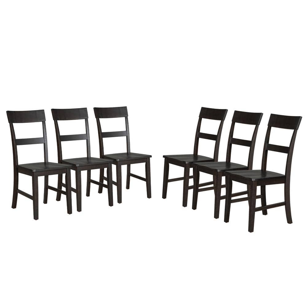 Wateday Espresso Wood Dining Chairs Side Chair (Set of 6) YJ