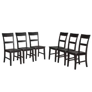 Espresso Wood Dining Chairs Side Chair (Set of 6)