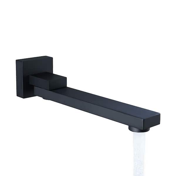 10 in. Foldable Rectangular Wall-Mount Tub Spout in Matte Black