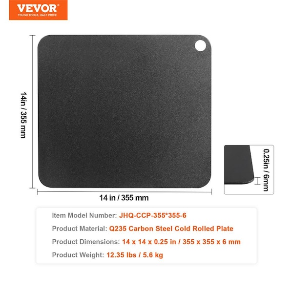 VEVOR Steel Pizza Plate 14 in. x 14 in. x 0.4 in. High-Performance Square Pizza  Pan with Wheel Cutter for Grill, Silver PSGBBZK3636CM7K4KV0 - The Home Depot