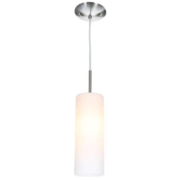 Eglo Troy 3 Collection 4.75 in. W 1-Light Matte Nickel Mini Pendant with Frosted Glass Shade